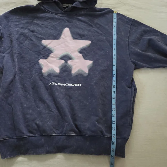 Aelfric Eden Blue and Pink Star Slouchy Hoodie Womens Small Medium Oversized